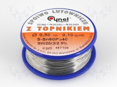 Тинол LC60-0.50/0.1 Спояващо вещество Sn60Pb40 тел 0,5mm 0,1kg Флюс: F-SW26 2,5%